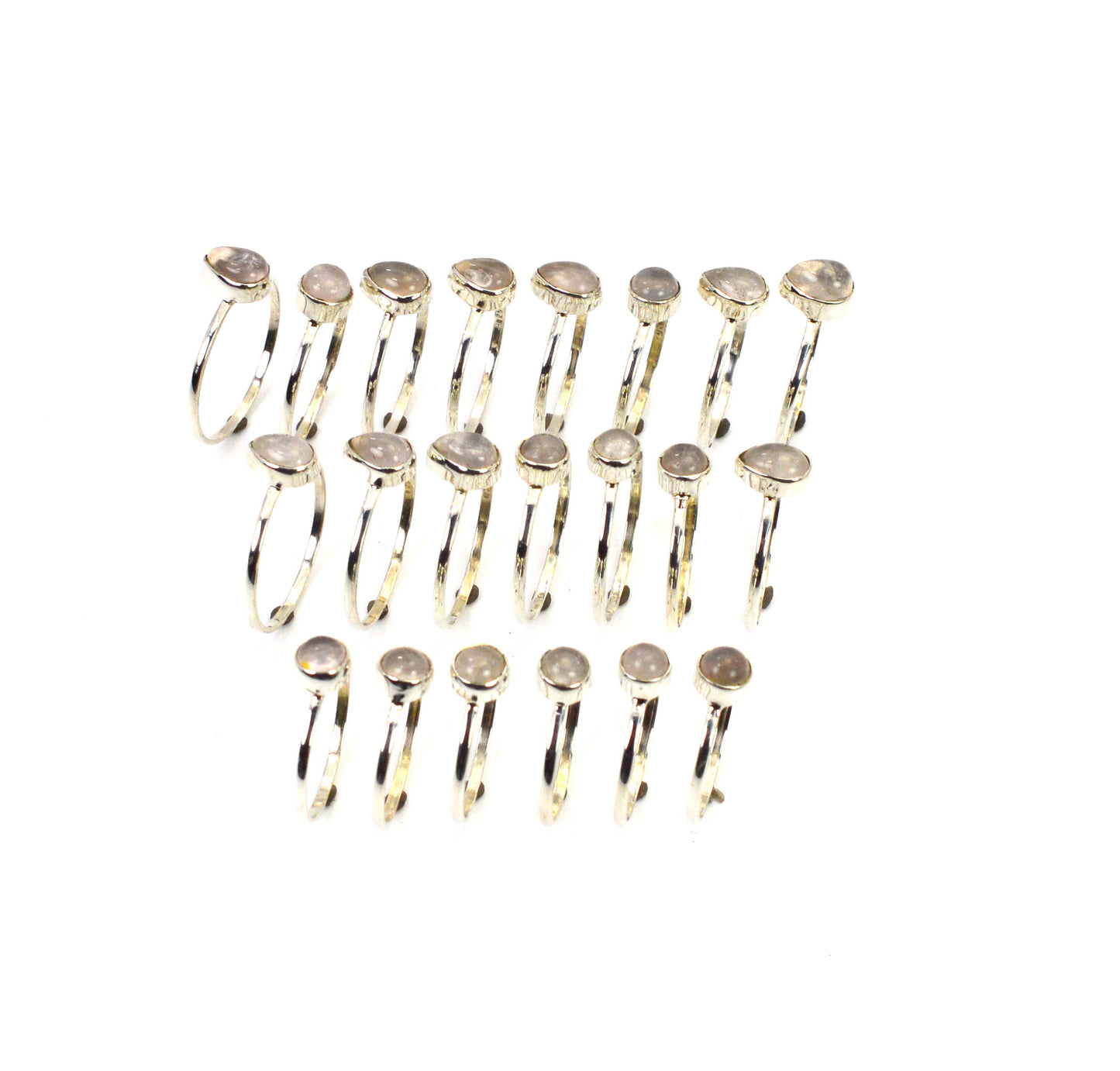 WHOLESALE 21PC 925 SOLID STERLING SILVER PINK ROSE QUARTZ RING LOT