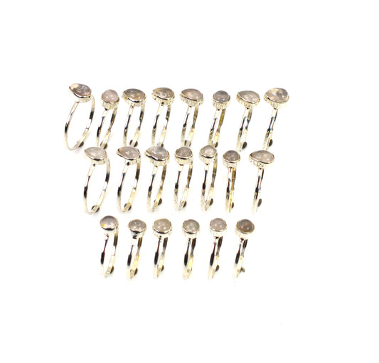 WHOLESALE 21PC 925 SOLID STERLING SILVER PINK ROSE QUARTZ RING LOT