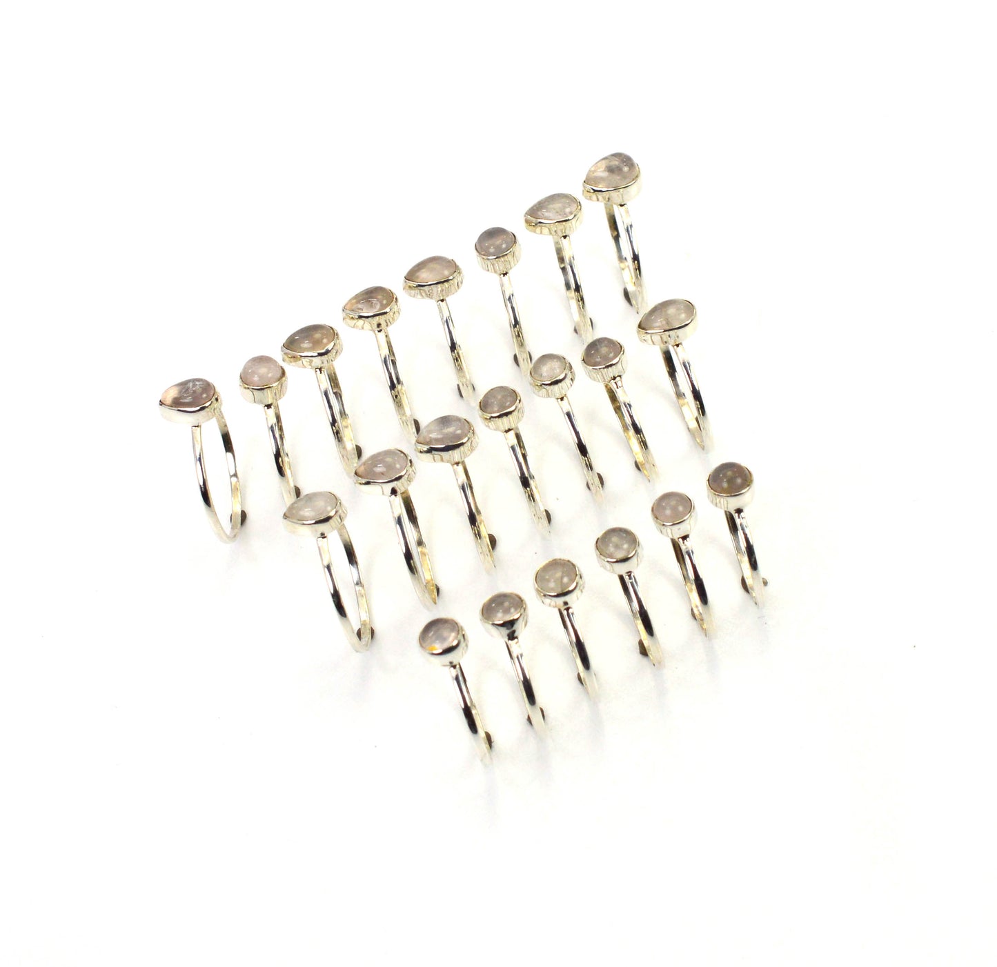 WHOLESALE 21PC 925 SOLID STERLING SILVER PINK ROSE QUARTZ RING LOT