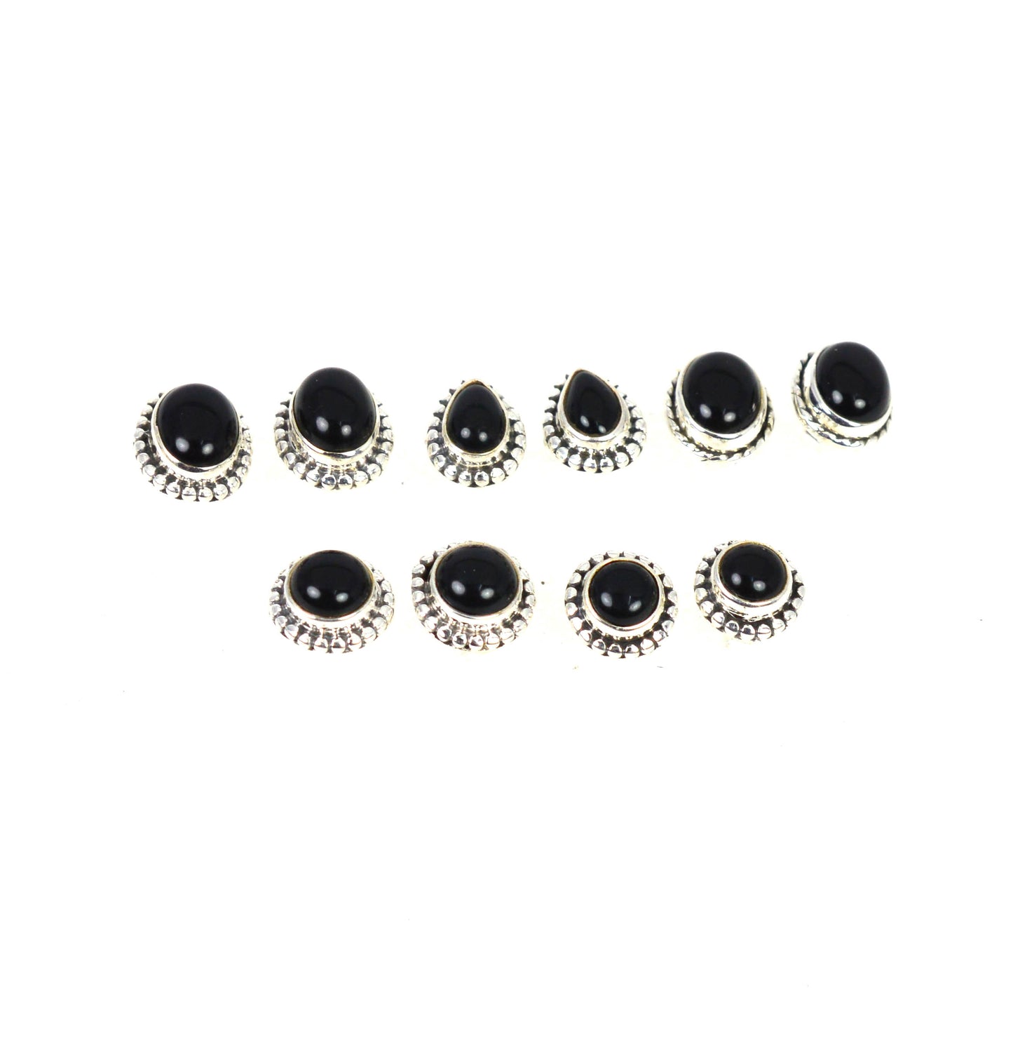 WHOLESALE 5PR 925 SOLID STERLING SILVER BLACK ONYX STUD EARRING LOT