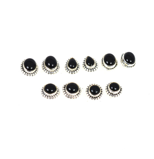WHOLESALE 5PR 925 SOLID STERLING SILVER BLACK ONYX STUD EARRING LOT