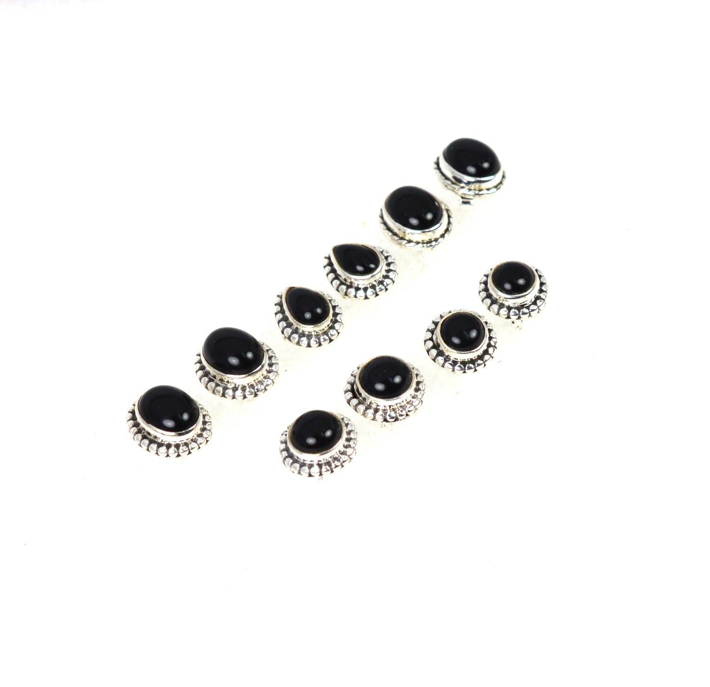 WHOLESALE 5PR 925 SOLID STERLING SILVER BLACK ONYX STUD EARRING LOT