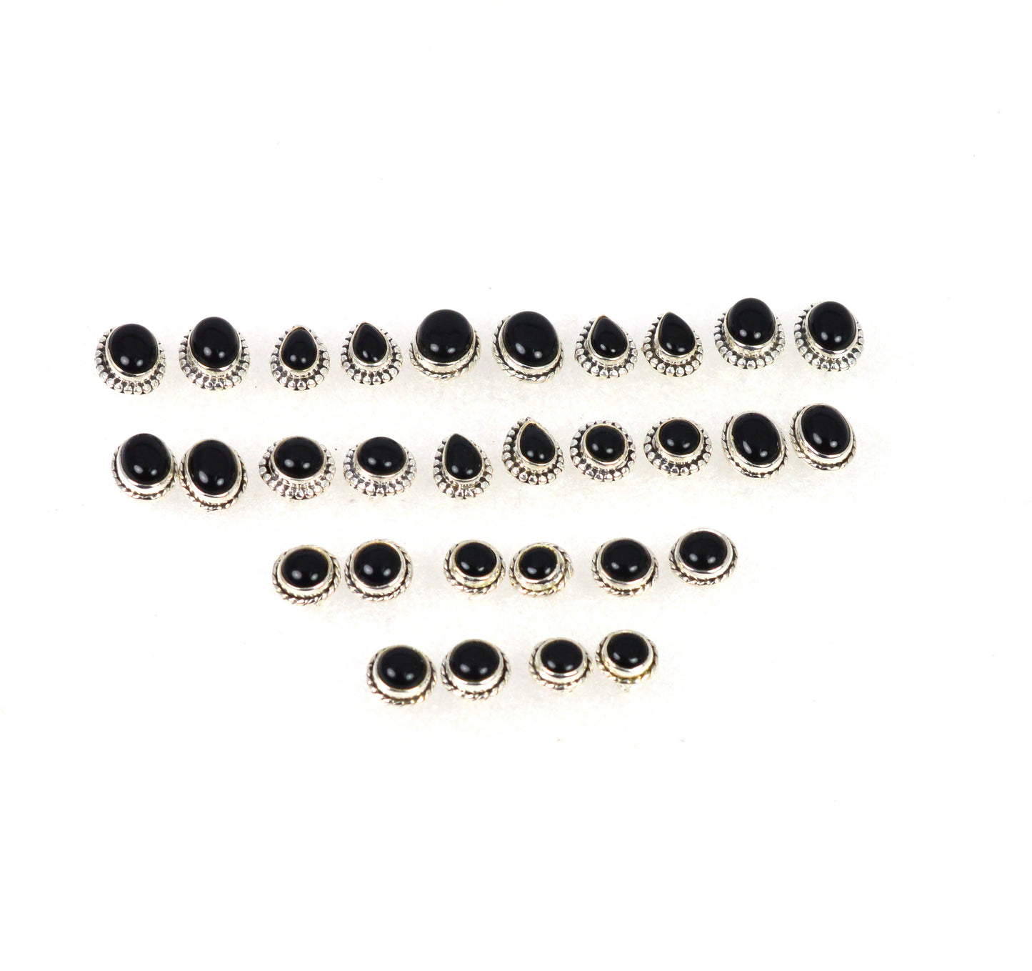 WHOLESALE 15PR 925 SOLID STERLING SILVER BLACK ONYX STUD EARRING LOT