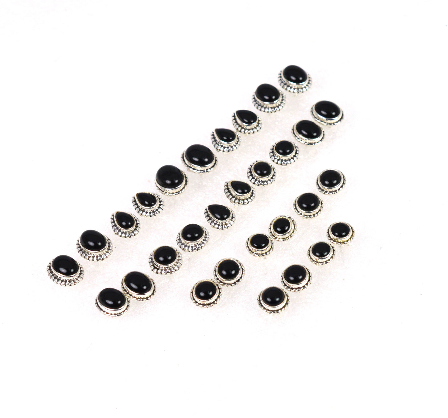 WHOLESALE 15PR 925 SOLID STERLING SILVER BLACK ONYX STUD EARRING LOT