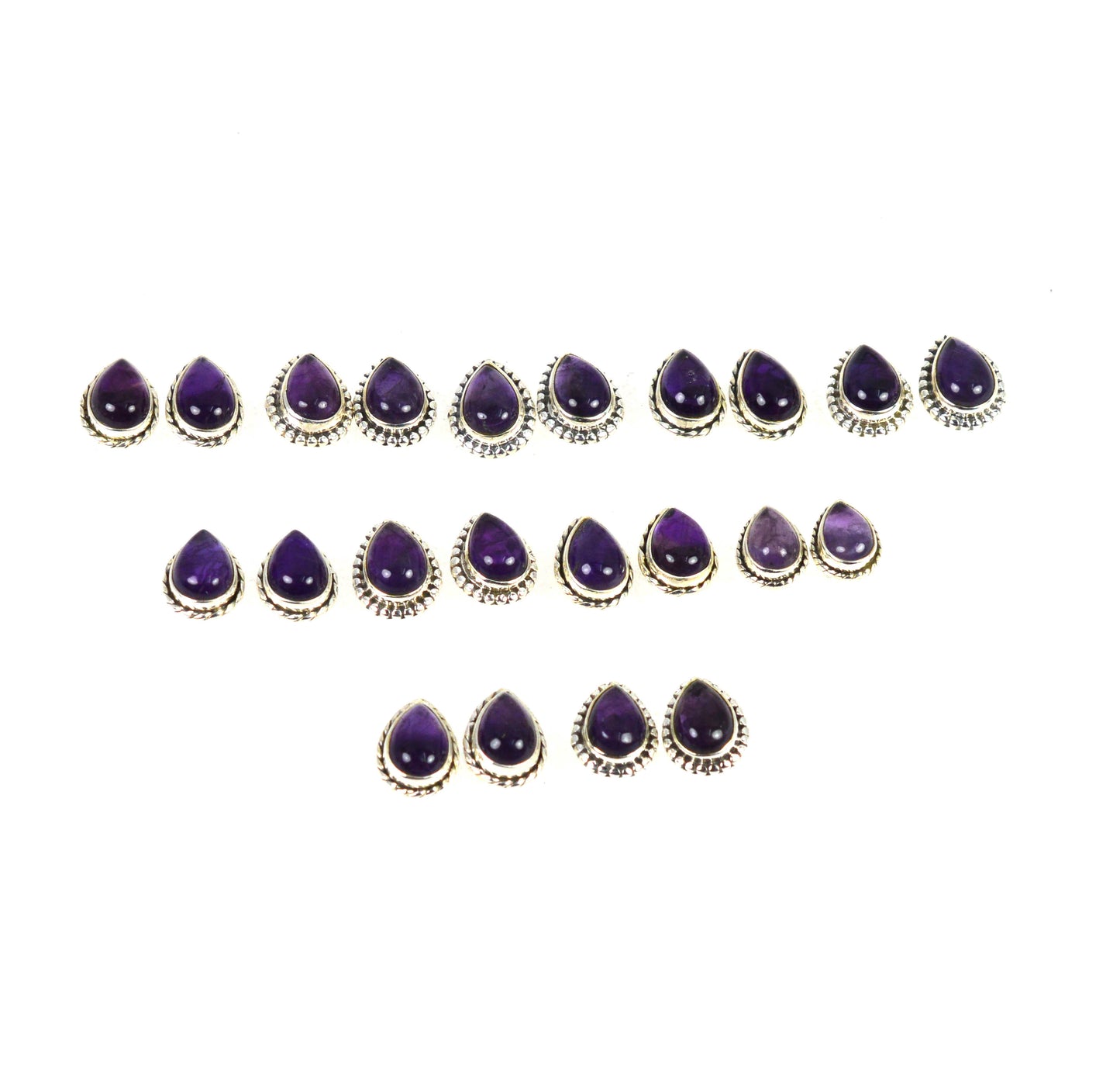 WHOLESALE 11PR 925 SOLID STERLING SILVER PURPLE AMETHYST STUD EARRING LOT