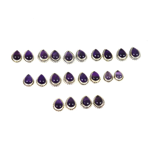 WHOLESALE 11PR 925 SOLID STERLING SILVER PURPLE AMETHYST STUD EARRING LOT