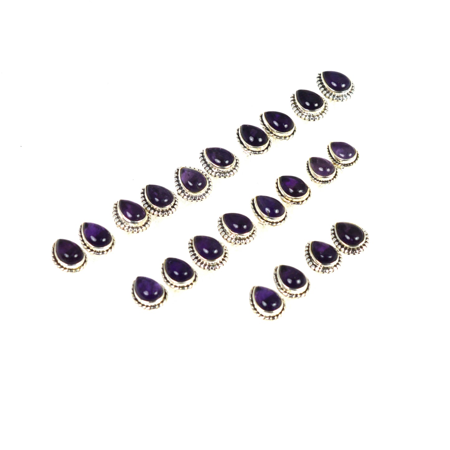 WHOLESALE 11PR 925 SOLID STERLING SILVER PURPLE AMETHYST STUD EARRING LOT