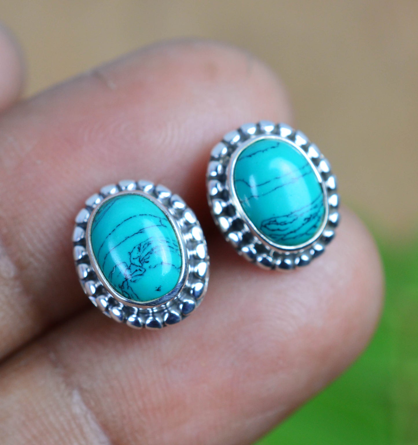 WHOLESALE 11PR 925 SOLID STERLING SILVER BLUE TURQUOISE STUD EARRING LOT