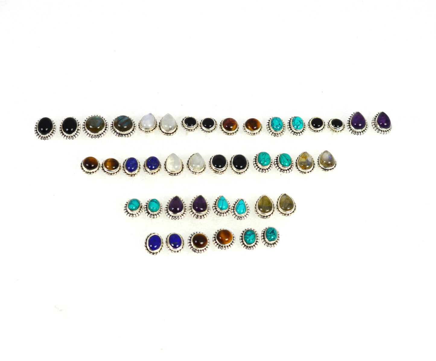 WHOLESALE 21PR 925 SOLID STERLING SILVER BLUE LAPIS LAZULI MIX STUD LOT