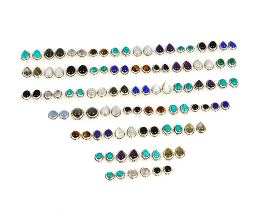 WHOLESALE 51PR 925 SOLID STERLING SILVER PURPLE AMETHYST MIX STUD LOT