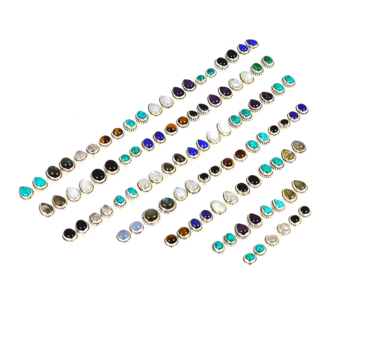 WHOLESALE 51PR 925 SOLID STERLING SILVER PURPLE AMETHYST MIX STUD LOT