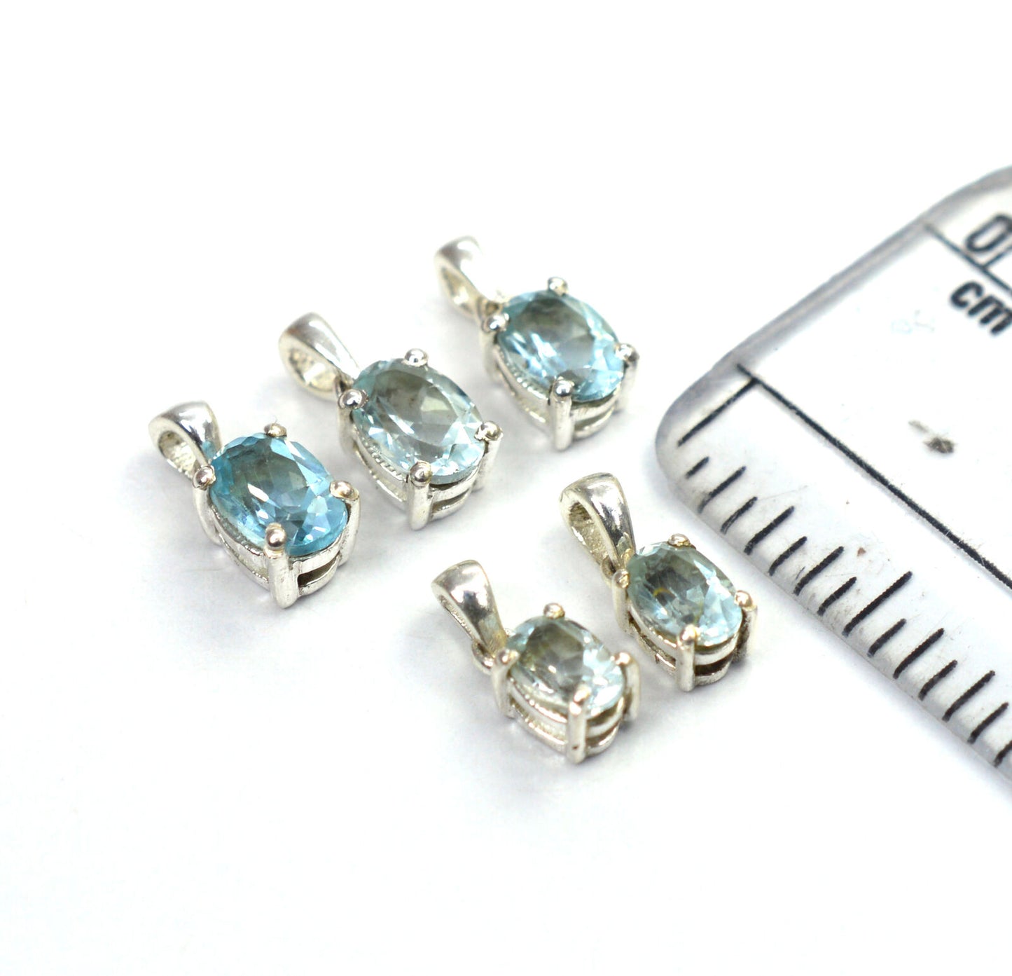 WHOLESALE 5PC 925 SOLID STERLING SILVER BLUE TOPAZ PENDANT LOT