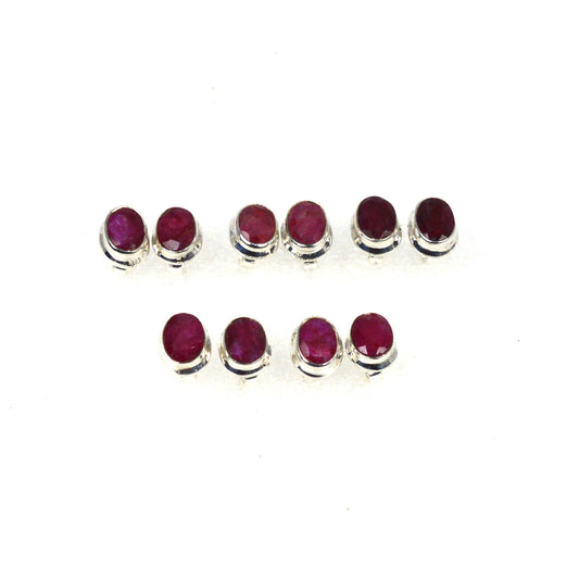 WHOLESALE 5PR 925 STERLING CUT Simulated Ruby STUD EARRING LOT