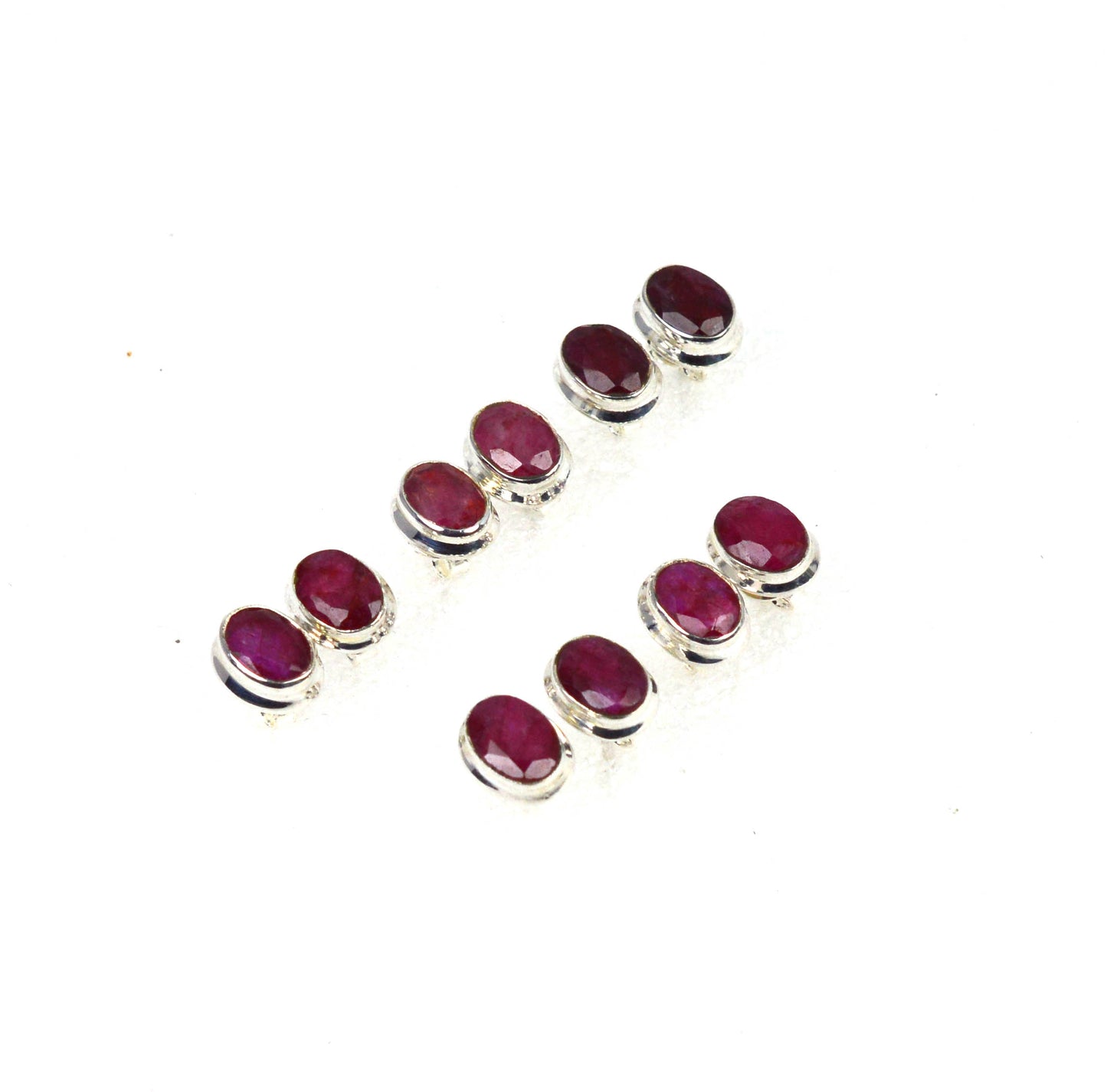 WHOLESALE 5PR 925 STERLING CUT Simulated Ruby STUD EARRING LOT
