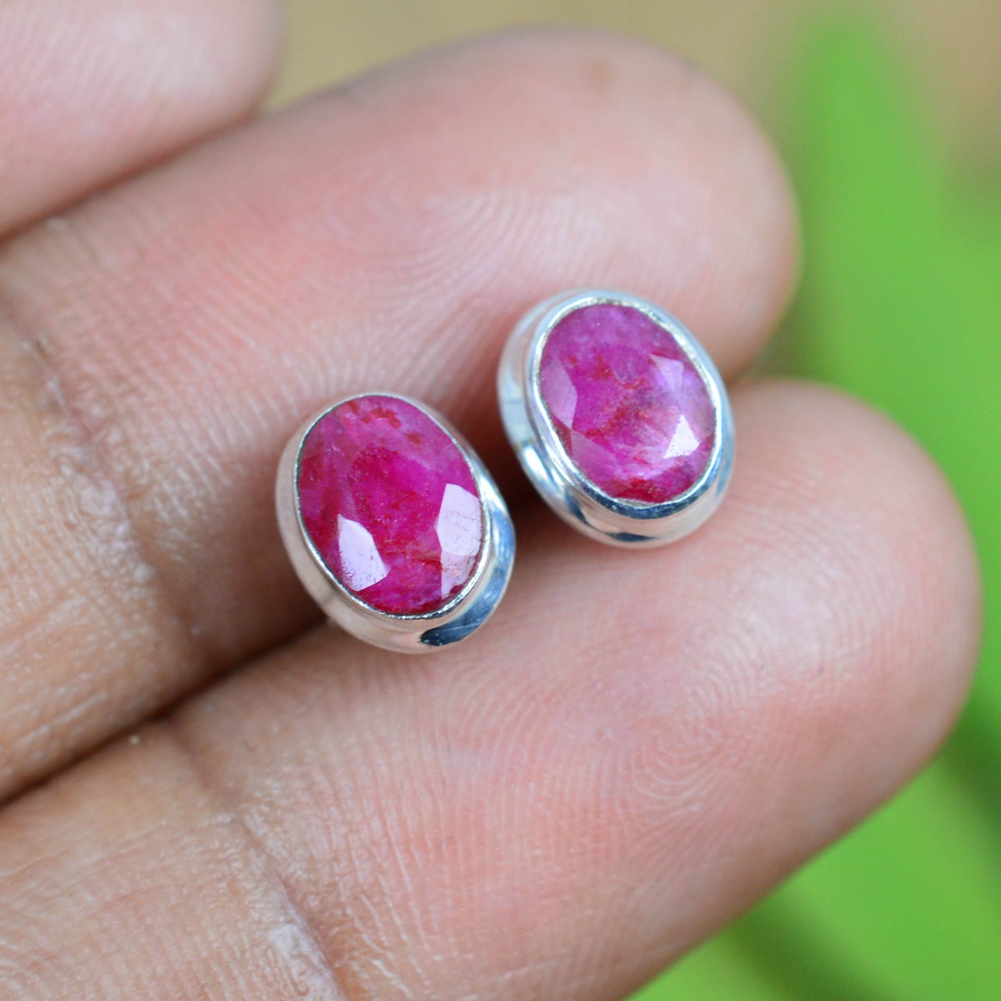 WHOLESALE 5PR 925 STERLING CUT Simulated Ruby STUD EARRING LOT