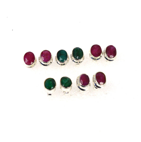 WHOLESALE 5PR 925 SILVER GREEN Simulated Emerald MIX STUD EARRING LOT