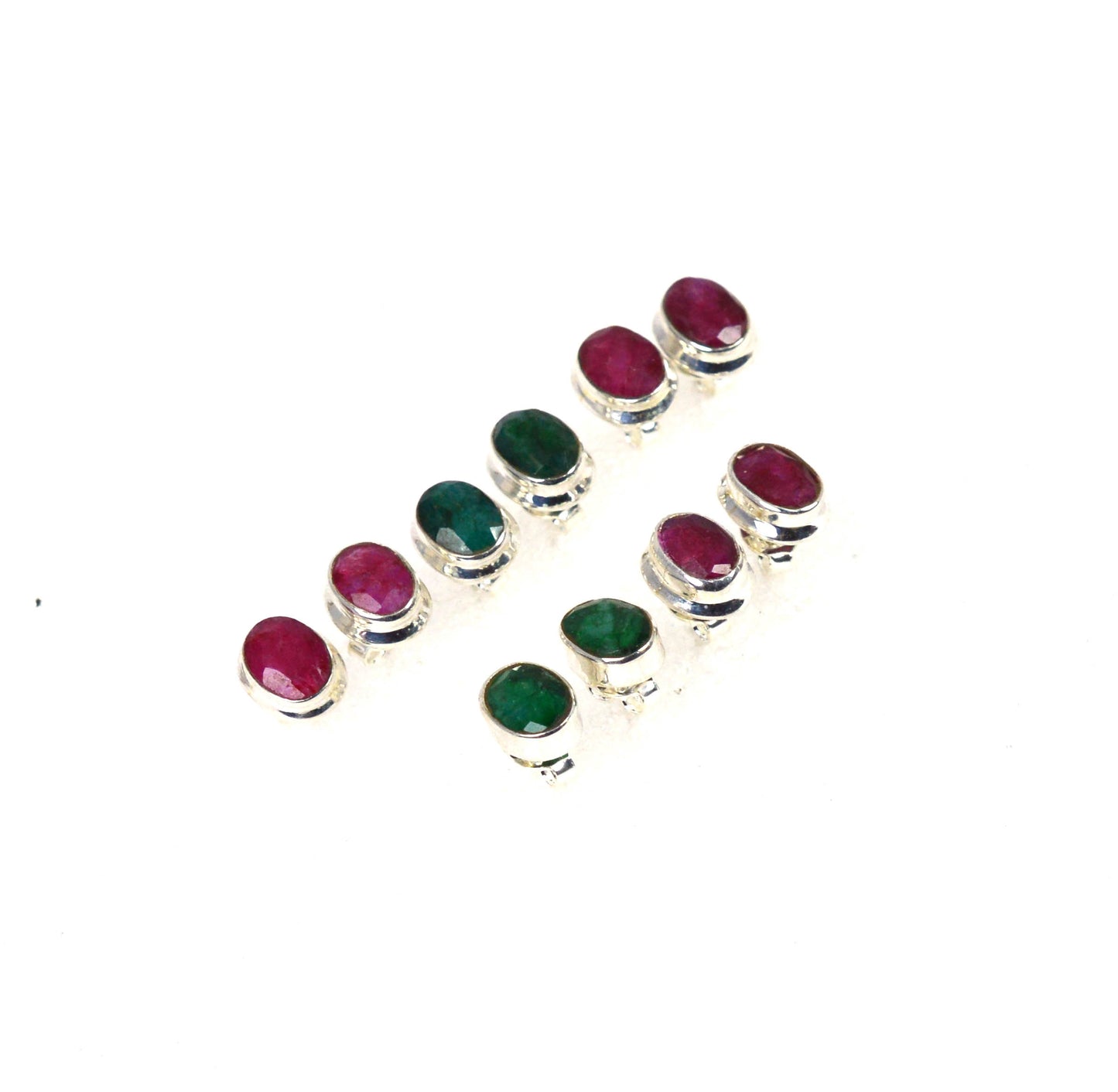 WHOLESALE 5PR 925 SILVER GREEN Simulated Emerald MIX STUD EARRING LOT