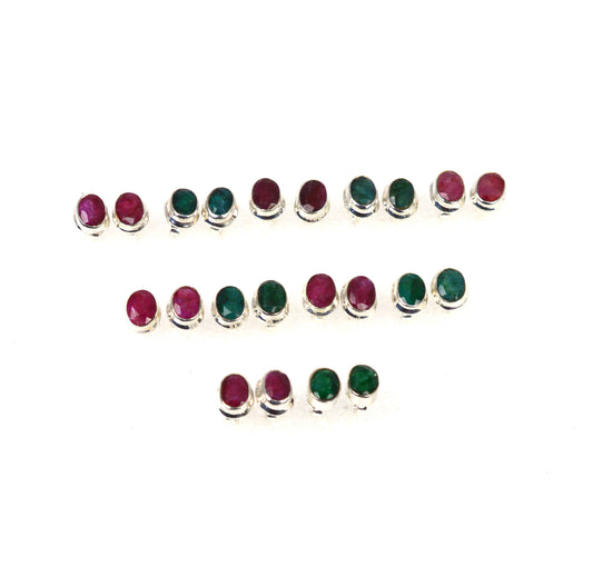 WHOLESALE 11PR 925 STERLING CUT Simulated Ruby MIX EARRING LOT