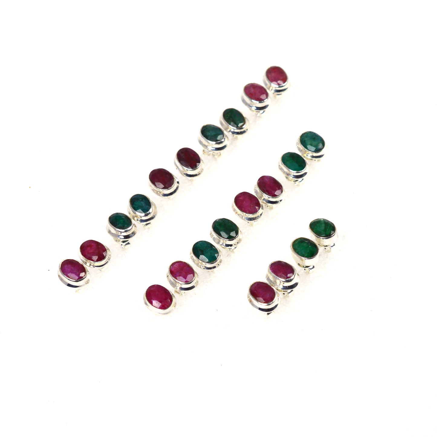 WHOLESALE 11PR 925 STERLING CUT Simulated Ruby MIX EARRING LOT