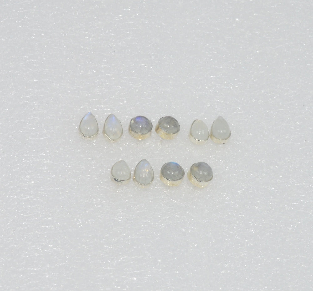WHOLESALE 5PR925 SOLIDSTERLING SILVER RAINBOW MOON STONE STUD EARRING LOT