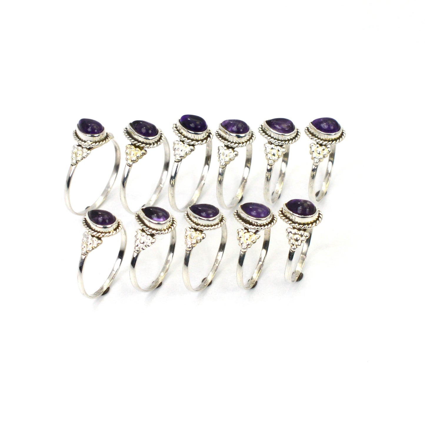 WHOLESALE 11PC 925 SOLID STERLING SILVER PURPLE AMETHYST RING LOT