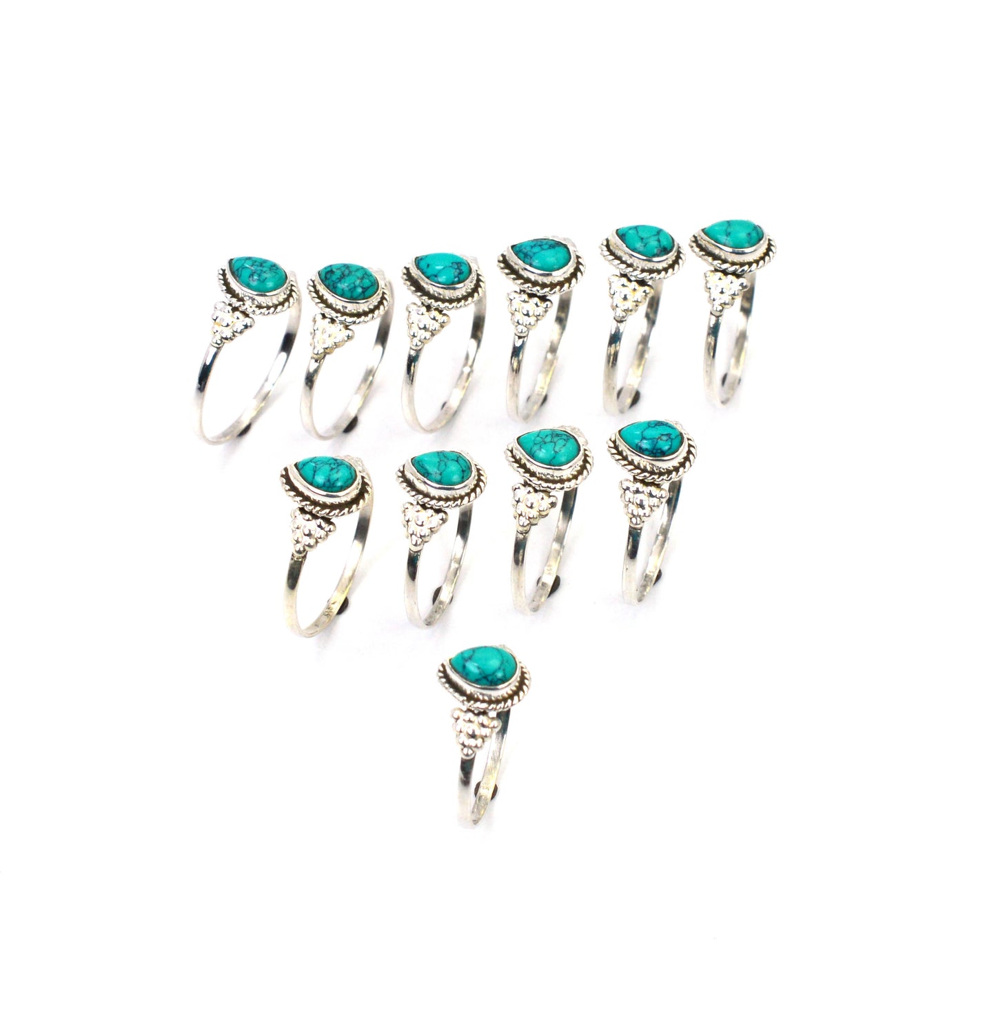 WHOLESALE 11PC 925 SOLID STERLING SILVER BLUE TURQUOISE RING LOT