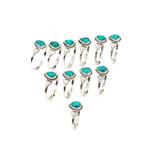 WHOLESALE 11PC 925 SOLID STERLING SILVER BLUE TURQUOISE RING LOT