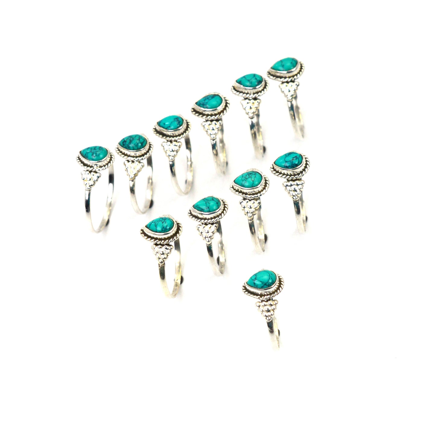 WHOLESALE 11PC 925 SOLID STERLING SILVER BLUE TURQUOISE RING LOT