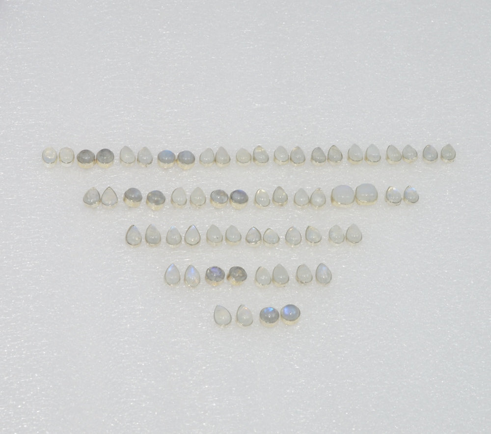 WHOLESALE 31PR925 SOLIDSTERLING SILVER RAINBOW MOONSTONE STUD EARRING LOT