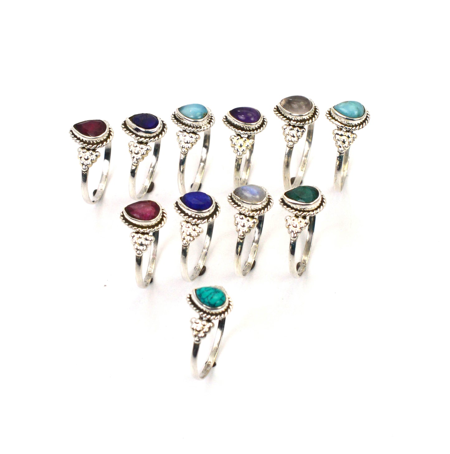WHOLESALE 11PC 925 SOLID STERLING SILVER BLUE LARIMAR MIX RING LOT