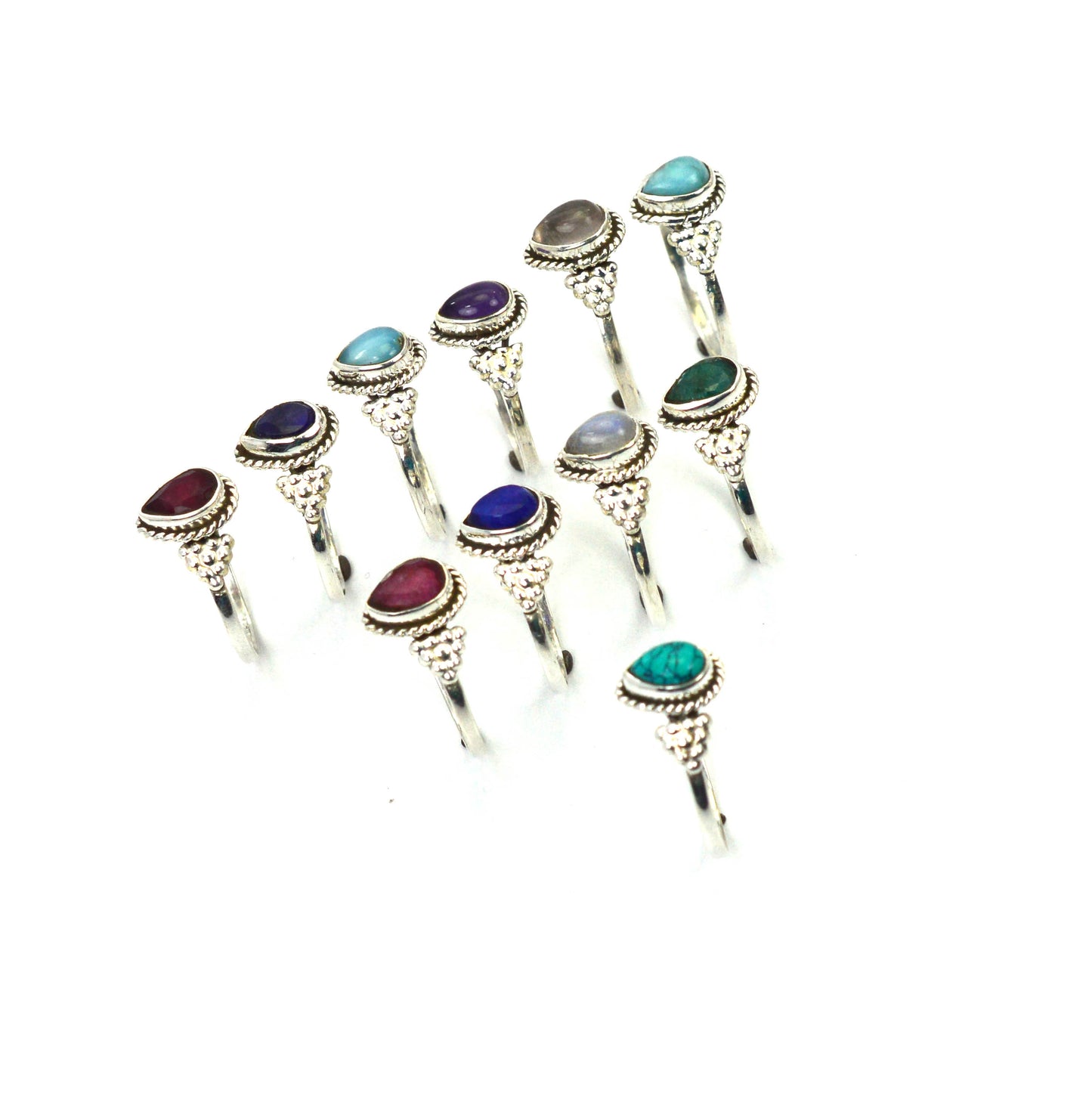 WHOLESALE 11PC 925 SOLID STERLING SILVER BLUE LARIMAR MIX RING LOT