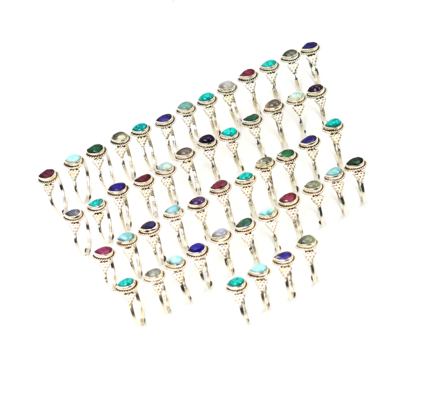 WHOLESALE 51PC 925 STERLING SILVER TURQUOISE MIX RING LOT