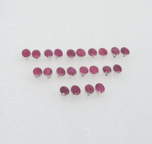 WHOLESALE 11PR 925 SOLID STERLING CUT Simulated Ruby STUD  LOT