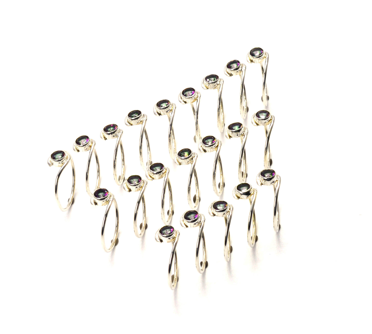 WHOLESALE 21PC 925 SOLID STERLING SILVER FACETED MYSTIC TOPAZ RING LOT