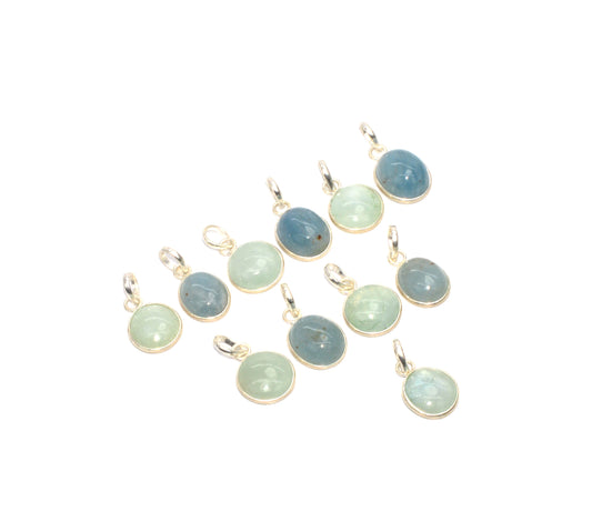 WHOLESALE 11PC 925 SOLID STERLING SILVER AQUAMARINE PENDANT LOT