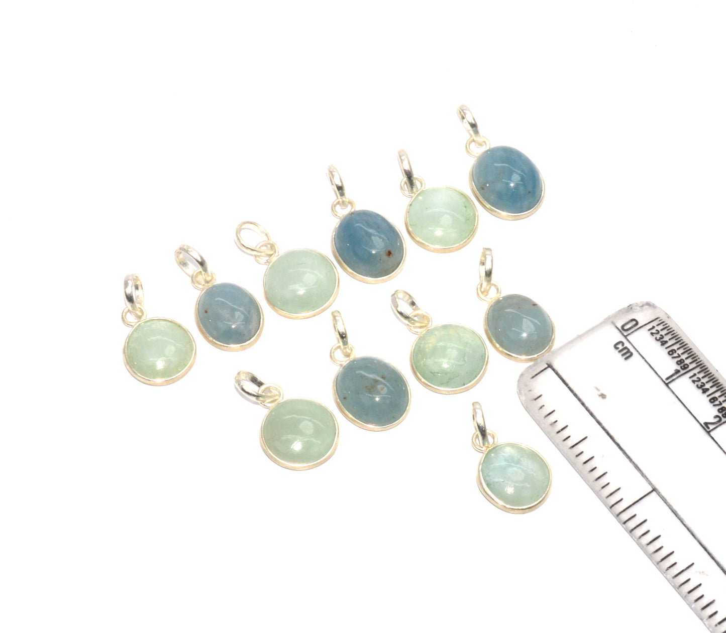 WHOLESALE 11PC 925 SOLID STERLING SILVER AQUAMARINE PENDANT LOT