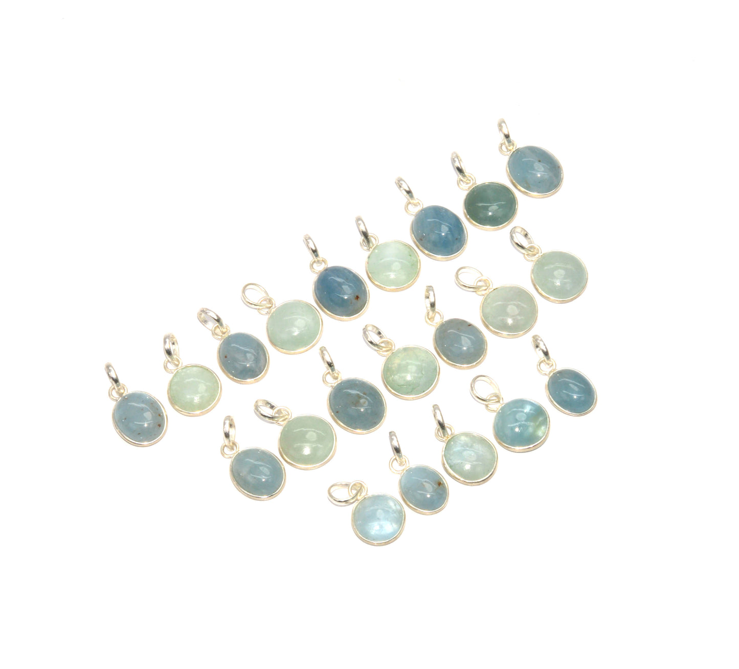 WHOLESALE 21PC 925 SOLID STERLING SILVER AQUAMARINE PENDANT LOT