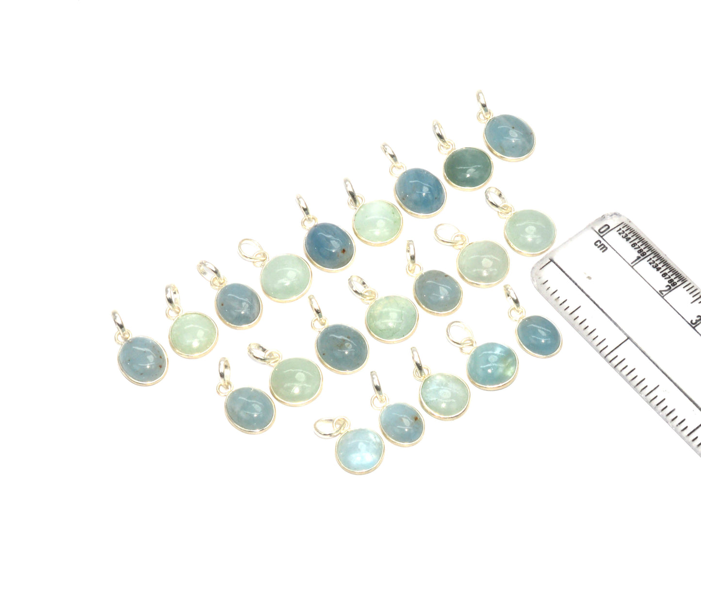 WHOLESALE 21PC 925 SOLID STERLING SILVER AQUAMARINE PENDANT LOT