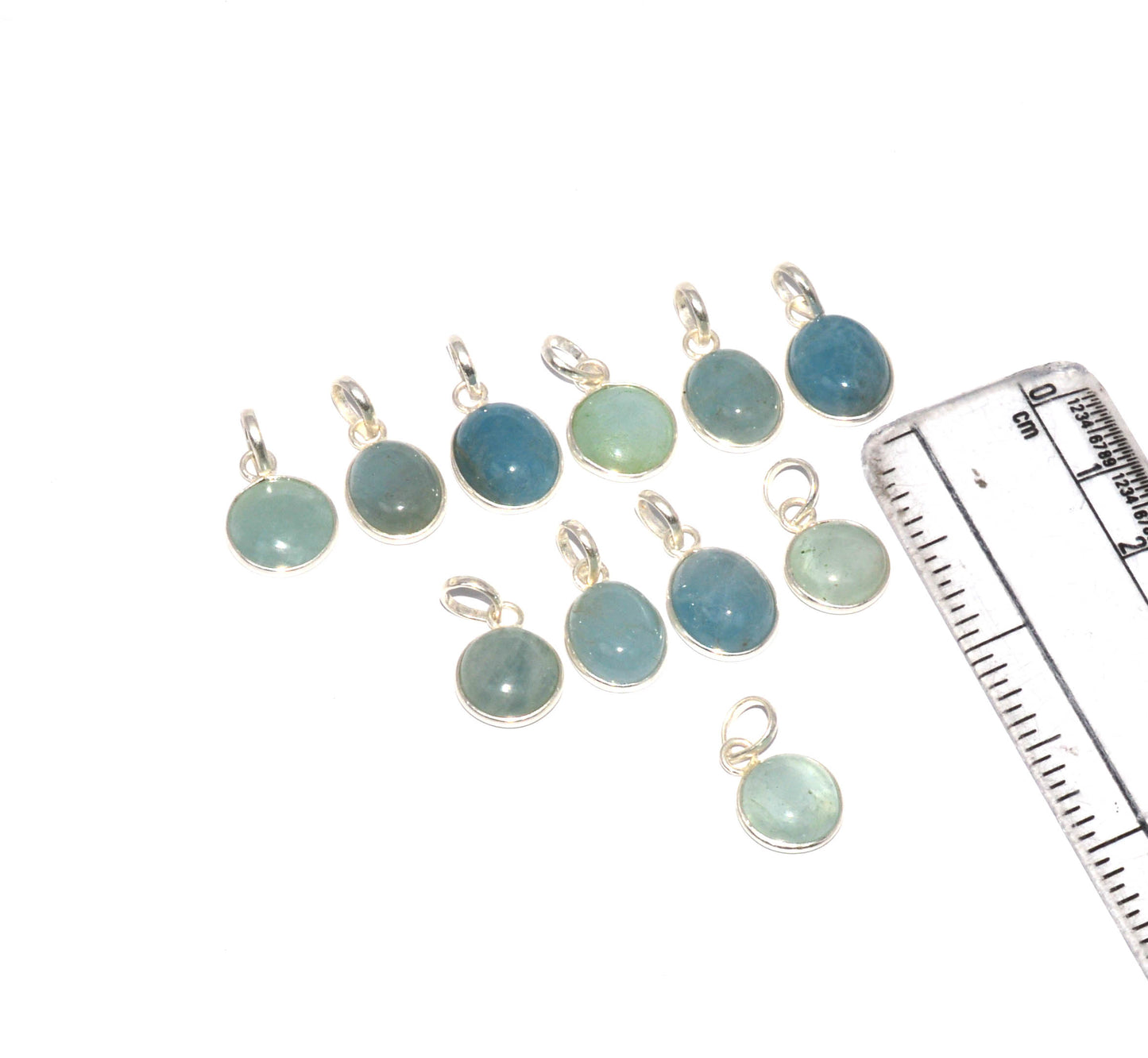 WHOLESALE 11PC 925 SOLID STERLING SILVER AQUAMARINE PENDANT LOT
