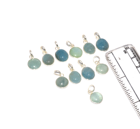 WHOLESALE 11PC 925 SOLID STERLING SILVER AQUAMARINE PENDANT LOT