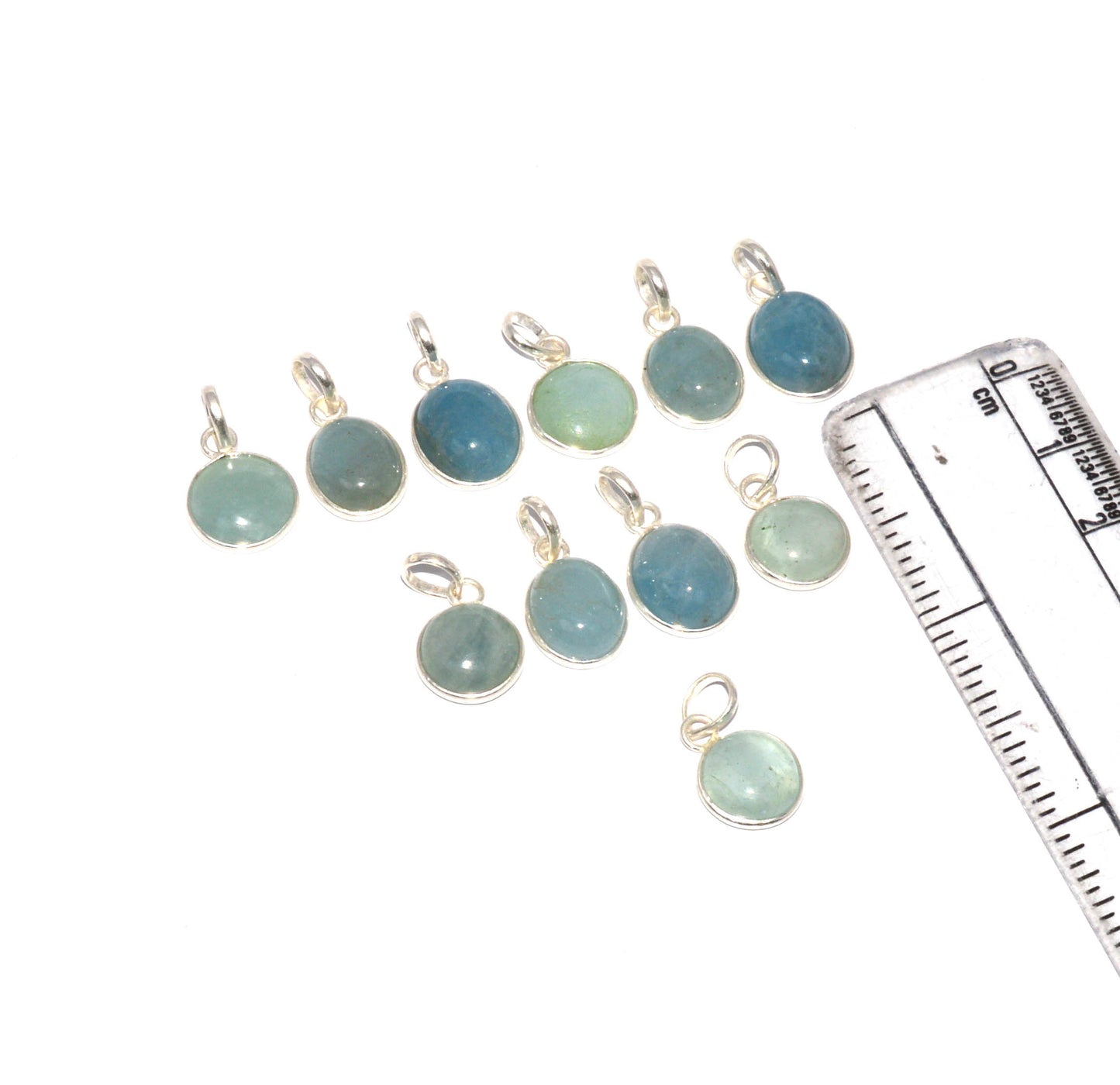 WHOLESALE 11PC 925 SOLID STERLING SILVER AQUAMARINE PENDANT LOT