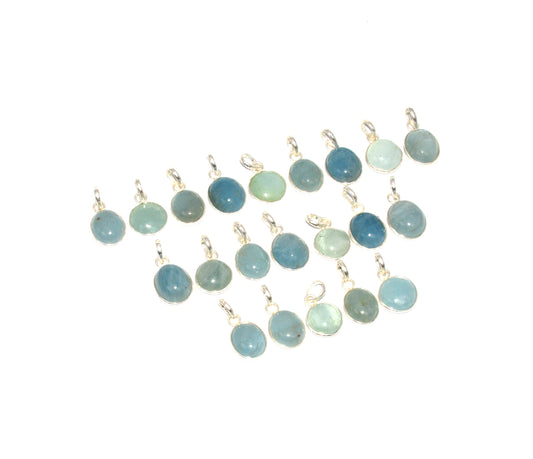 WHOLESALE 21PC 925 SOLID STERLING SILVER AQUAMARINE PENDANT LOT