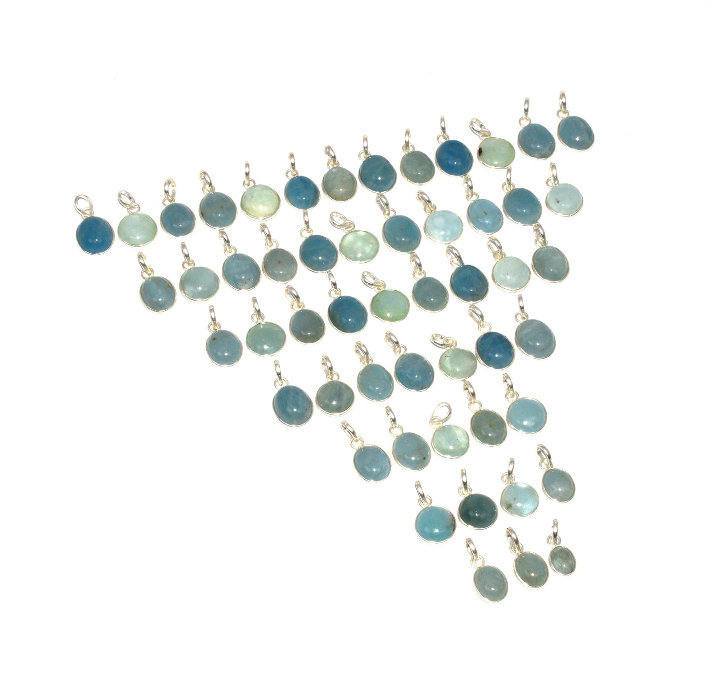 WHOLESALE 52PC 925 SOLID STERLING SILVER AQUAMARINE PENDANT LOT