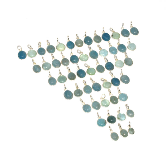 WHOLESALE 52PC 925 SOLID STERLING SILVER AQUAMARINE PENDANT LOT