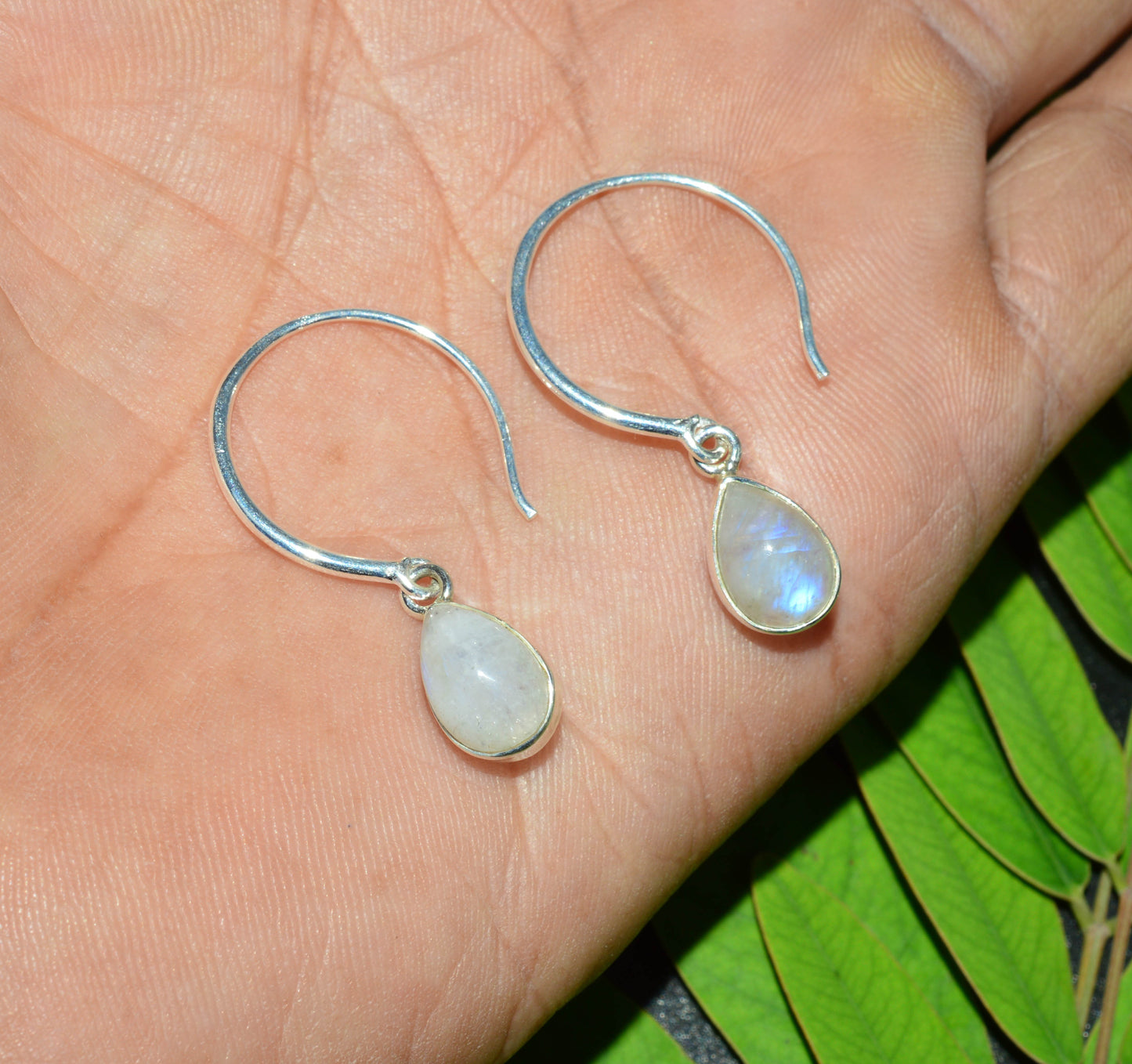 WHOLESALE 5PR 925 SOLID STERLING SILVER WHITE RAINBOW MOONSTONE EARRING LOT