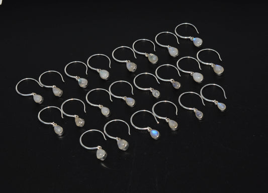 WHOLESALE 11PR 925 SOLID STERLING SILVER WHITE RAINBOW MOONSTONE EARRING LOT
