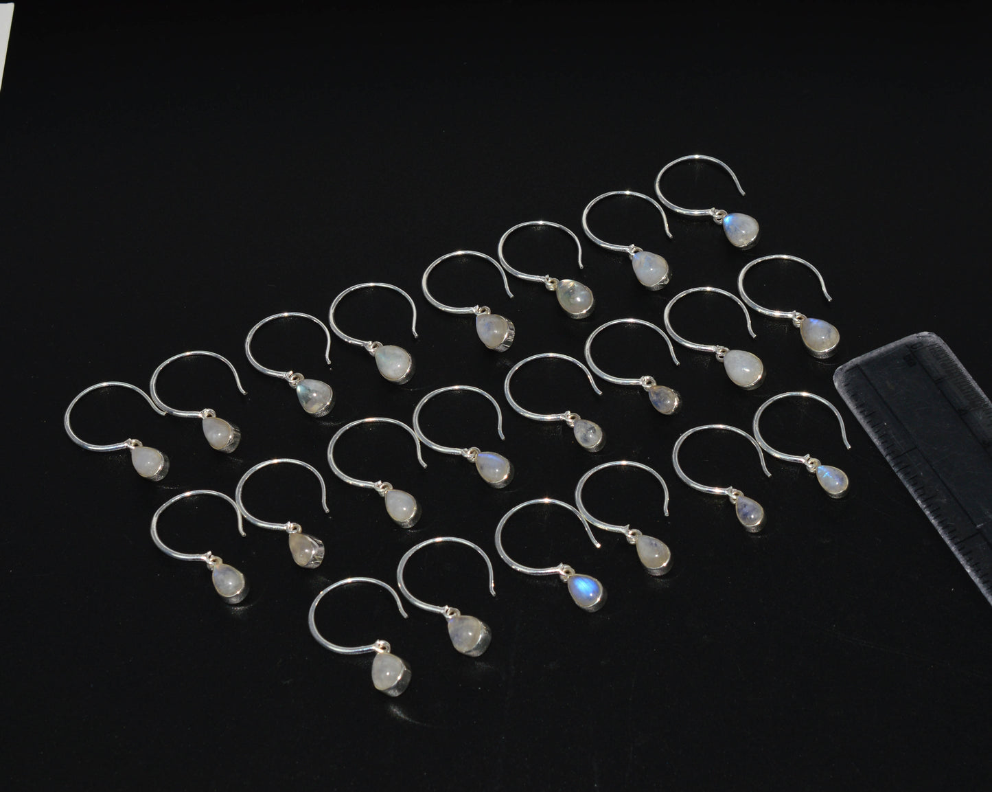 WHOLESALE 11PR 925 SOLID STERLING SILVER WHITE RAINBOW MOONSTONE EARRING LOT