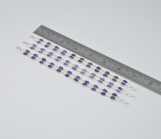 WHOLESALE 3PC 925 SOLID STERLING SILVER PURPLE AMETHYST BRACELET LOT