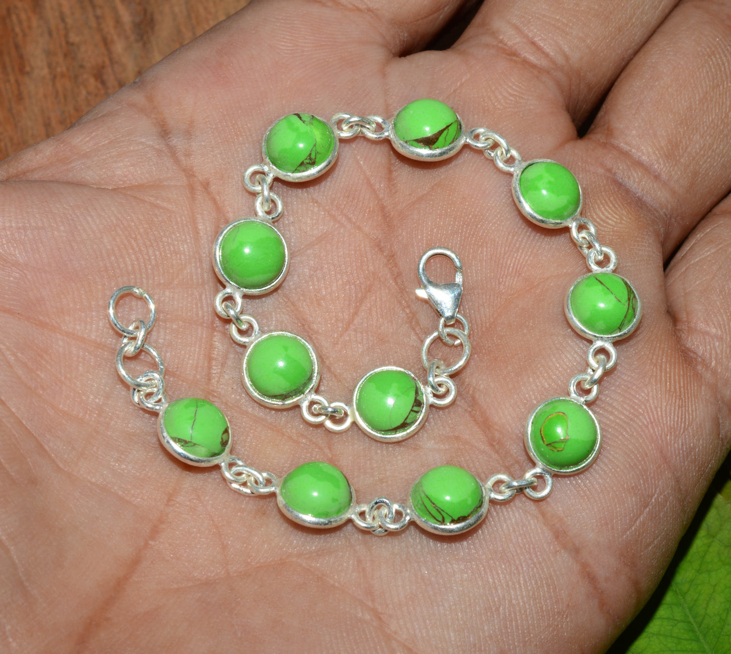 WHOLESALE 5PC 925 SOLID STERLING SILVER GREEN TURQUOISE BRACELET LOT