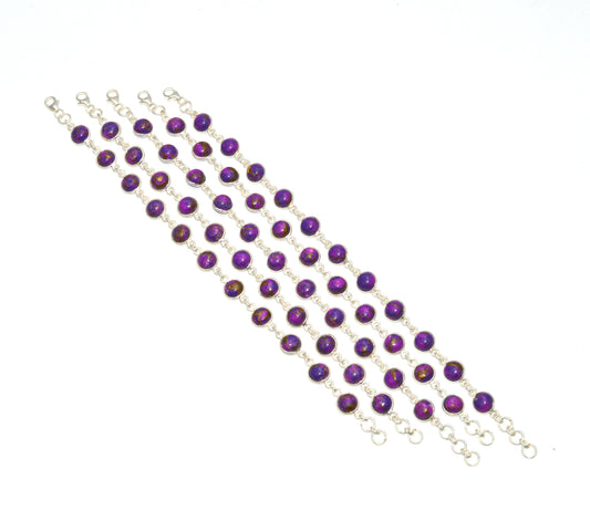WHOLESALE 5PC 925 SOLID STERLING SILVER PURPLE TURQUOISE BRACELET LOT